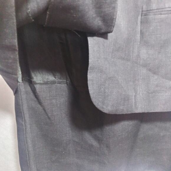 Sake Black Linen Sleeveless Dress Pleated Button Front Career Size 10 - Picture 5 of 10